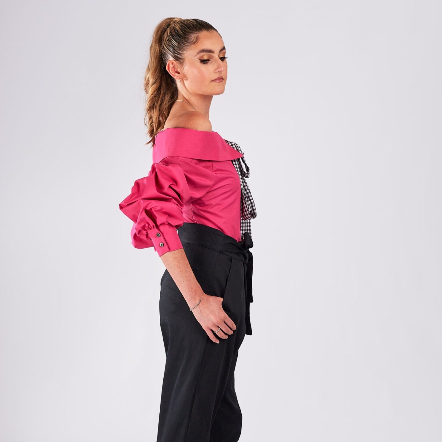 EJE Inverted Collar Bow Blouse