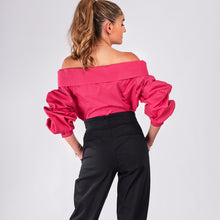 Load image into Gallery viewer, EJE Inverted Collar Bow Blouse