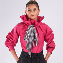 Load image into Gallery viewer, EJE Inverted Collar Bow Blouse